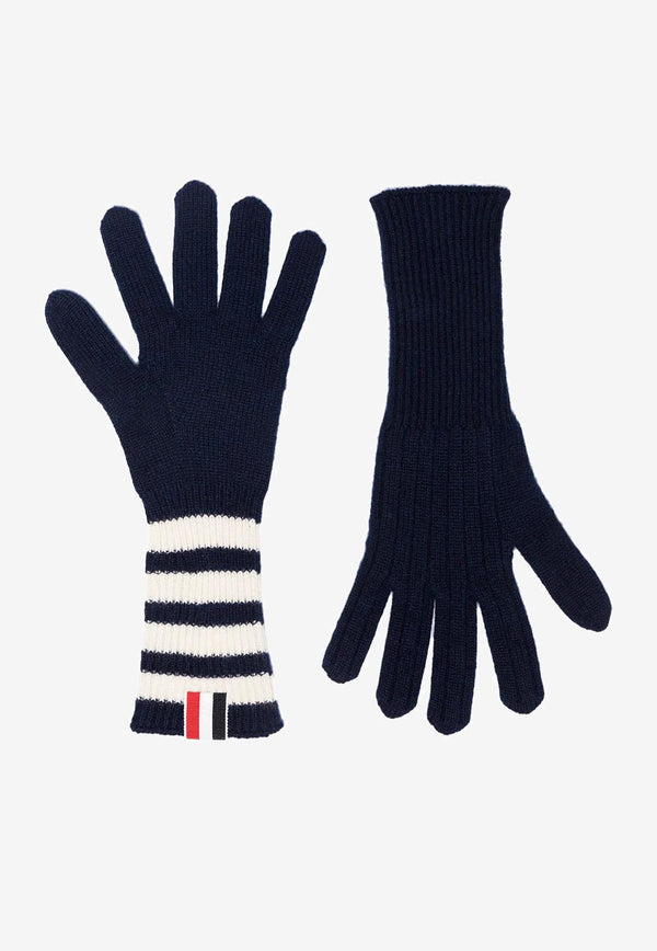Thom Browne 4-bar Stripes Cashmere Gloves Navy MKG003A00011_415