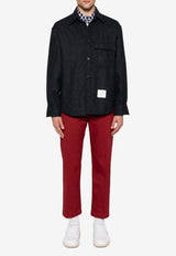Thom Browne Name Tag Patch Oversized Tweed Shirt Midnight Blue MWL420A05385_415