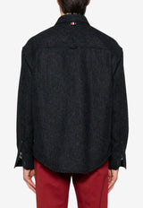 Thom Browne Name Tag Patch Oversized Tweed Shirt Midnight Blue MWL420A05385_415