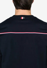 Thom Browne Grosgrain Loop Trim Oversized Long-Sleeved T-shirt Navy MJS289A00042_415