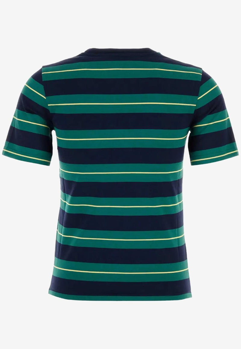 Miu Miu Logo Patch Striped T-shirt Green MJN537SOOO14RT_F046I