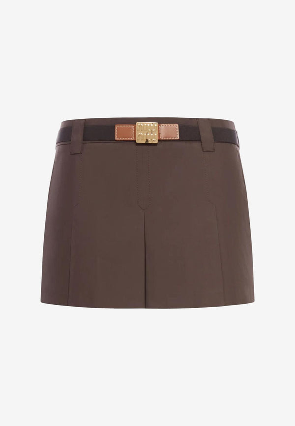 Miu Miu Panama Pleated Mini Skirt Brown MG2485SOOO12NS_F0324