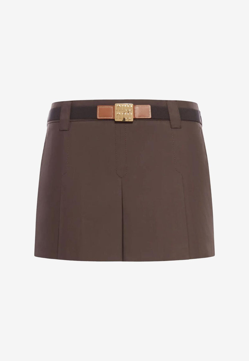 Miu Miu Panama Pleated Mini Skirt Brown MG2485SOOO12NS_F0324