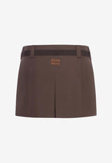 Miu Miu Panama Pleated Mini Skirt Brown MG2485SOOO12NS_F0324