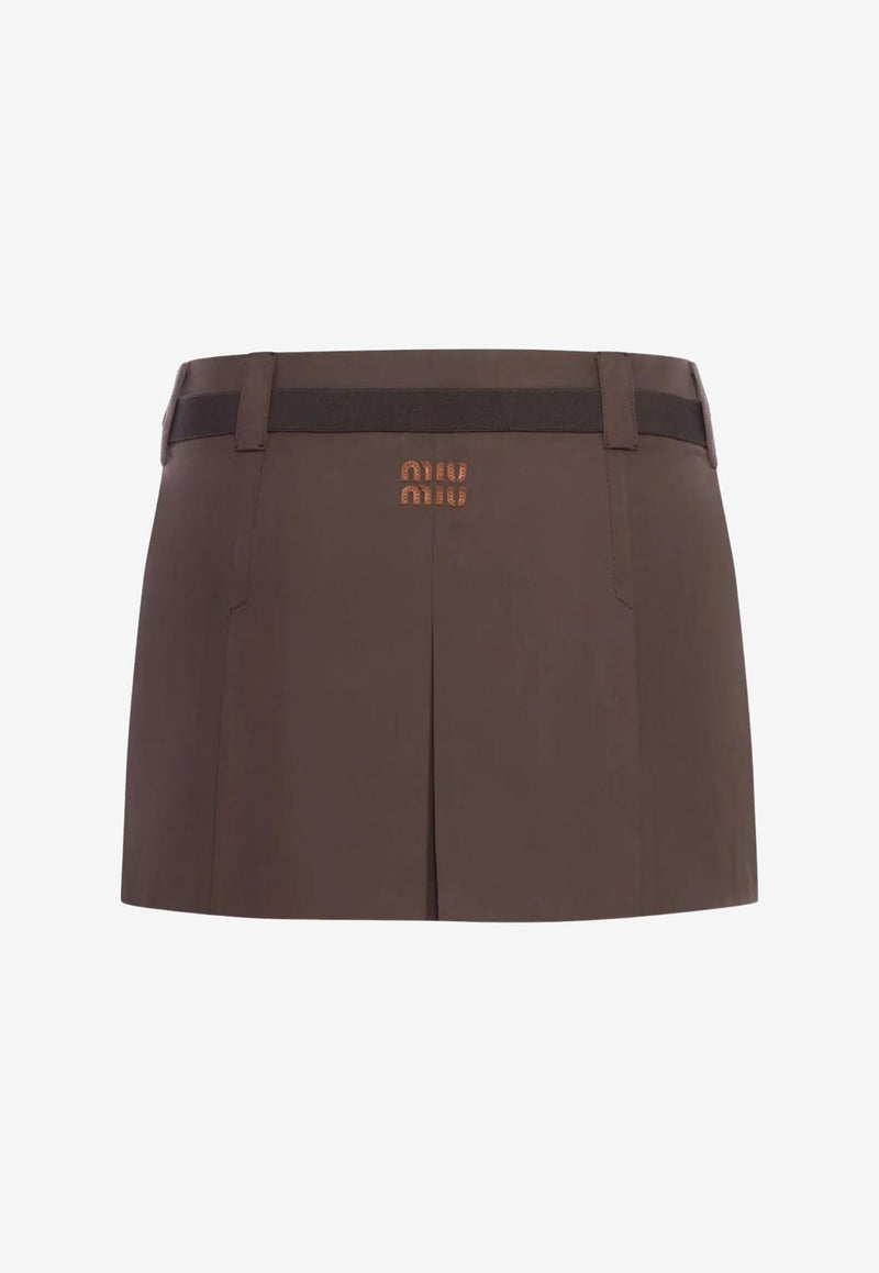 Miu Miu Panama Pleated Mini Skirt Brown MG2485SOOO12NS_F0324