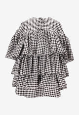 Meryll Rogge Gingham Check Ruffled Mini Dress Monochrome 800860WS25_BLACK/WHITE