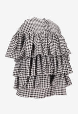 Meryll Rogge Gingham Check Ruffled Mini Dress Monochrome 800860WS25_BLACK/WHITE