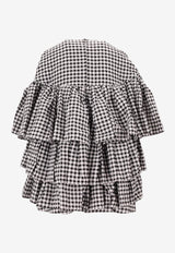 Meryll Rogge Gingham Check Ruffled Mini Dress Monochrome 800860WS25_BLACK/WHITE