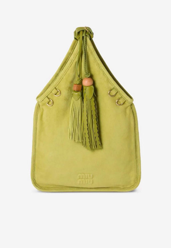 Miu Miu Suede Handbag with Tassels Green 5BA295VOLO2CSS_F077G