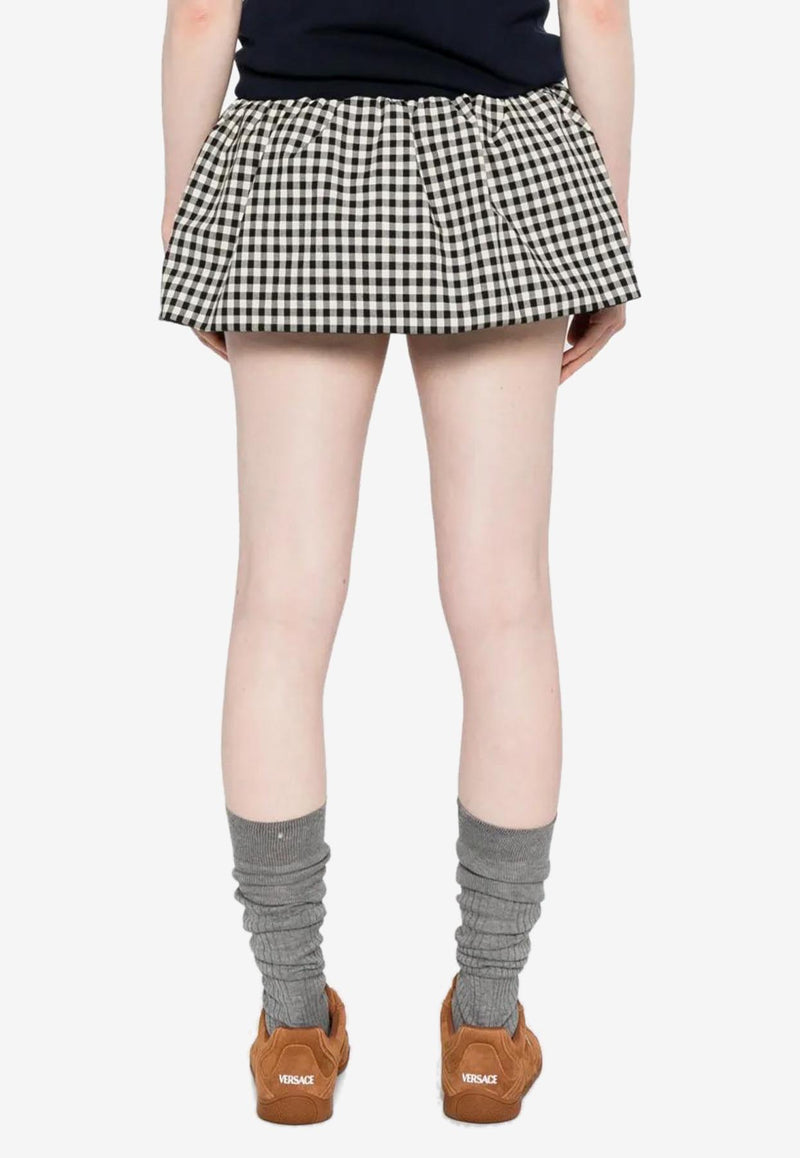 Miu Miu Gingham Check Logo Mini Skirt Black MG2200SOOO12OF_F0964