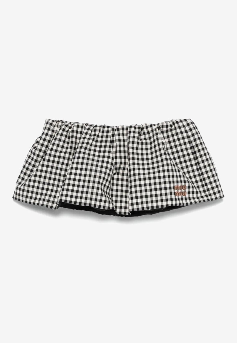 Miu Miu Gingham Check Logo Mini Skirt Black MG2200SOOO12OF_F0964