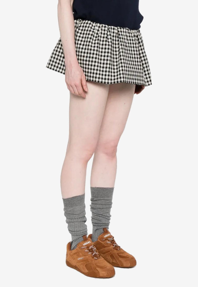 Miu Miu Gingham Check Logo Mini Skirt Black MG2200SOOO12OF_F0964