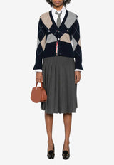 Thom Browne Argyle Intarsia Knit Cashmere Cardigan Navy FKC659AY2001_415