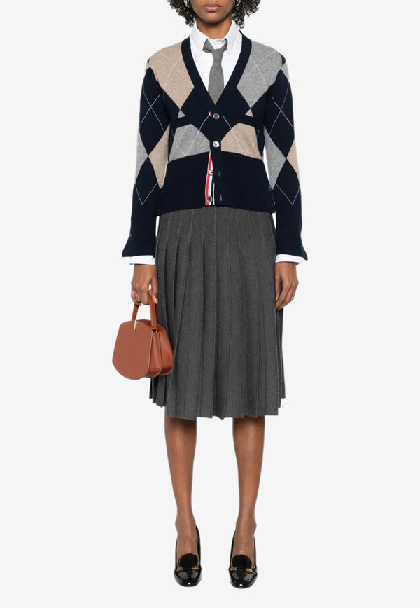 Thom Browne Argyle Intarsia Knit Cashmere Cardigan Navy FKC659AY2001_415