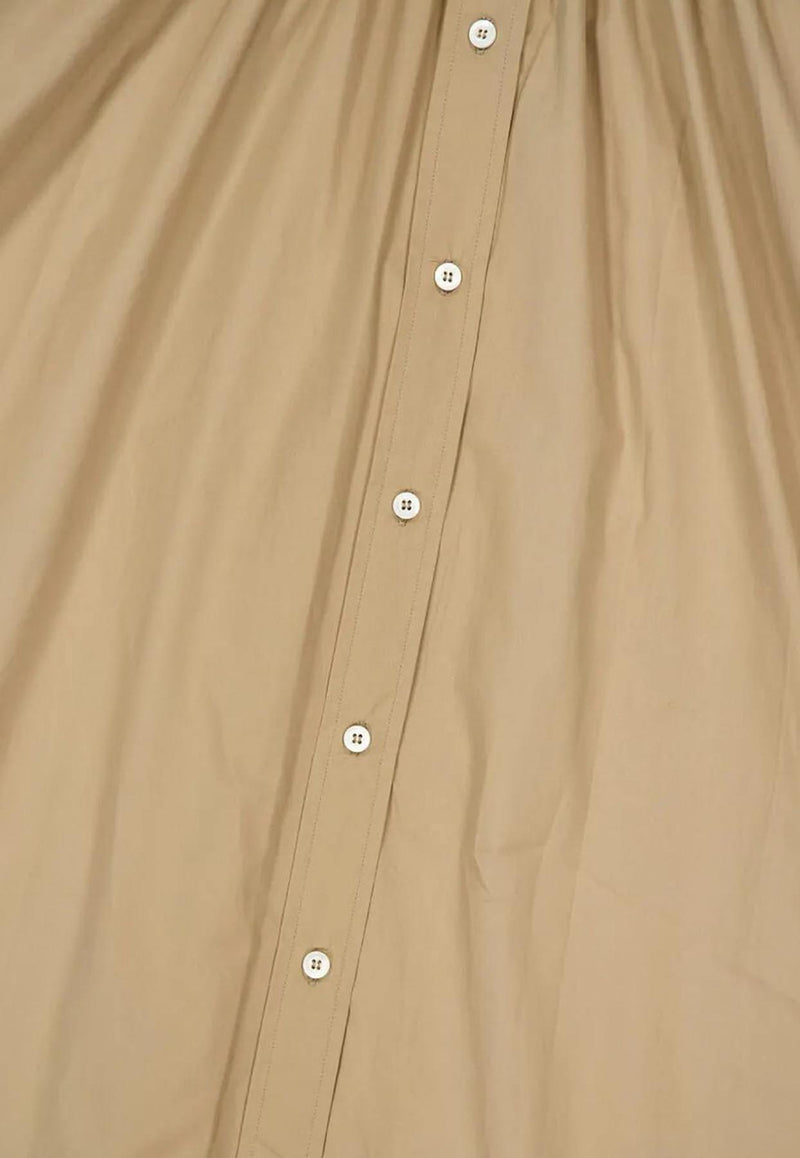 Miu Miu Poplin Embroidered Shirt Midi Dress Khaki MF5906SOOO10RG_F0241