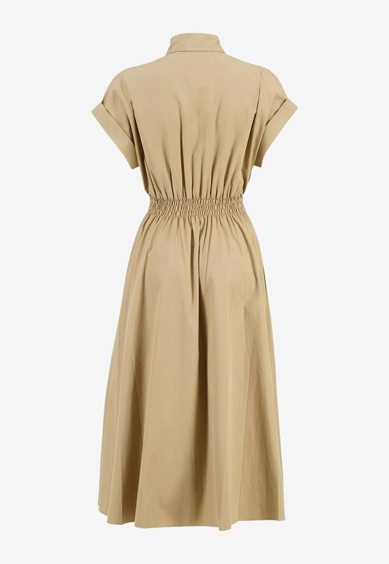 Miu Miu Poplin Embroidered Shirt Midi Dress Khaki MF5906SOOO10RG_F0241