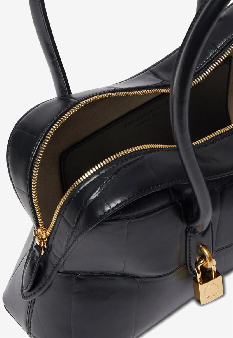Stella McCartney Ryder Croc-Embossed Leather Top Handle Bag Black 7B0138WP0557_1000