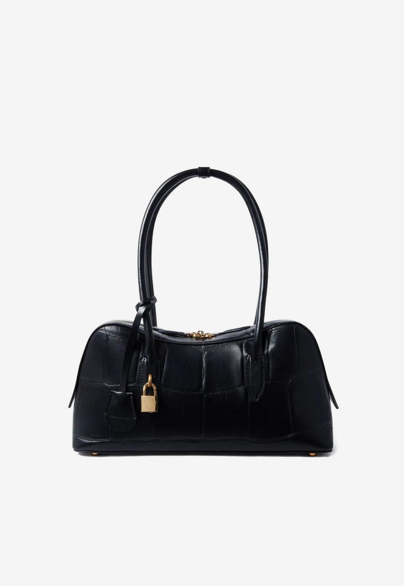 Stella McCartney Ryder Croc-Embossed Leather Top Handle Bag Black 7B0138WP0557_1000
