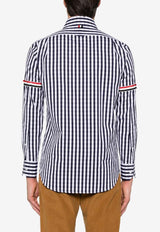 Thom Browne Gingham Check Poplin Shirt with Armband Navy MWL301OF0998_415