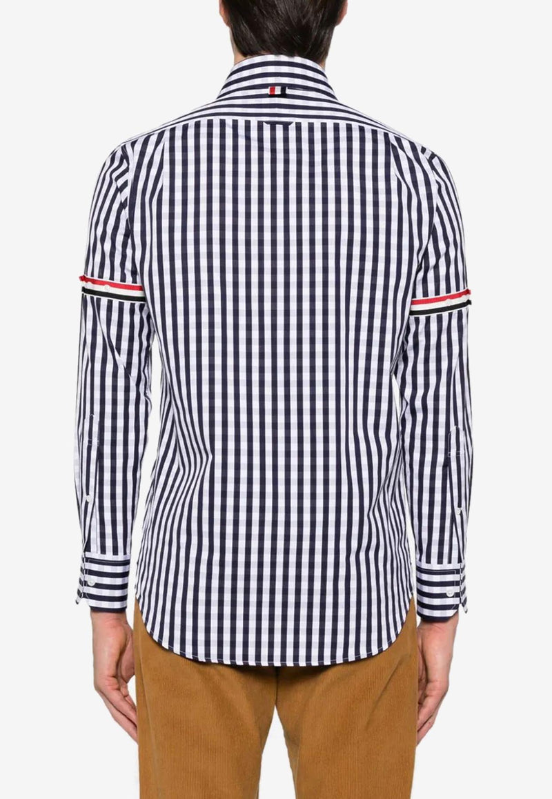 Thom Browne Gingham Check Poplin Shirt with Armband Navy MWL301OF0998_415