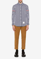 Thom Browne Gingham Check Poplin Shirt with Armband Navy MWL301OF0998_415