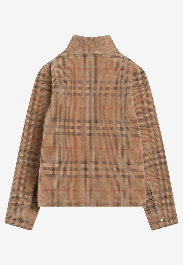 Burberry Kids Boys Corduroy Checked Jacket Beige 8109282166128_BURBE-A7028