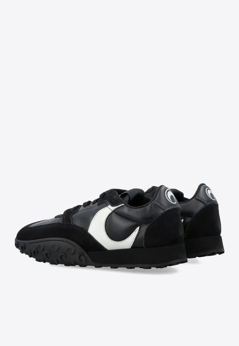 Marine Serre Ms Rise Suede and Leather Sneakers Black WFW006ACLEA0009_BK99