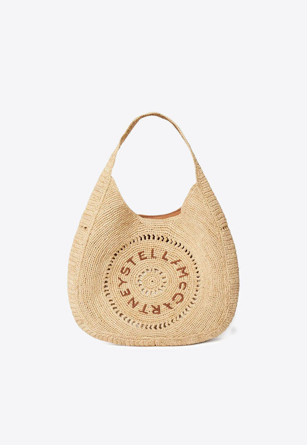 Stella McCartney Medium Woven Raffia Hobo Bag Beige 7B0165WP0375_9370