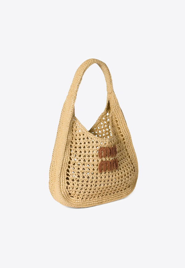 Miu Miu Raffia-Effect Woven Hobo Bag Sand 5BC164VOOOADO1_F0A5T