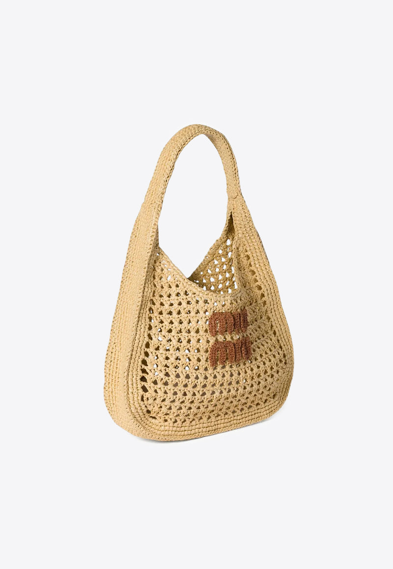Miu Miu Raffia-Effect Woven Hobo Bag Sand 5BC164VOOOADO1_F0A5T