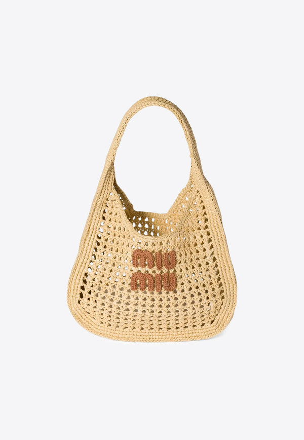 Miu Miu Raffia-Effect Woven Hobo Bag Sand 5BC164VOOOADO1_F0A5T