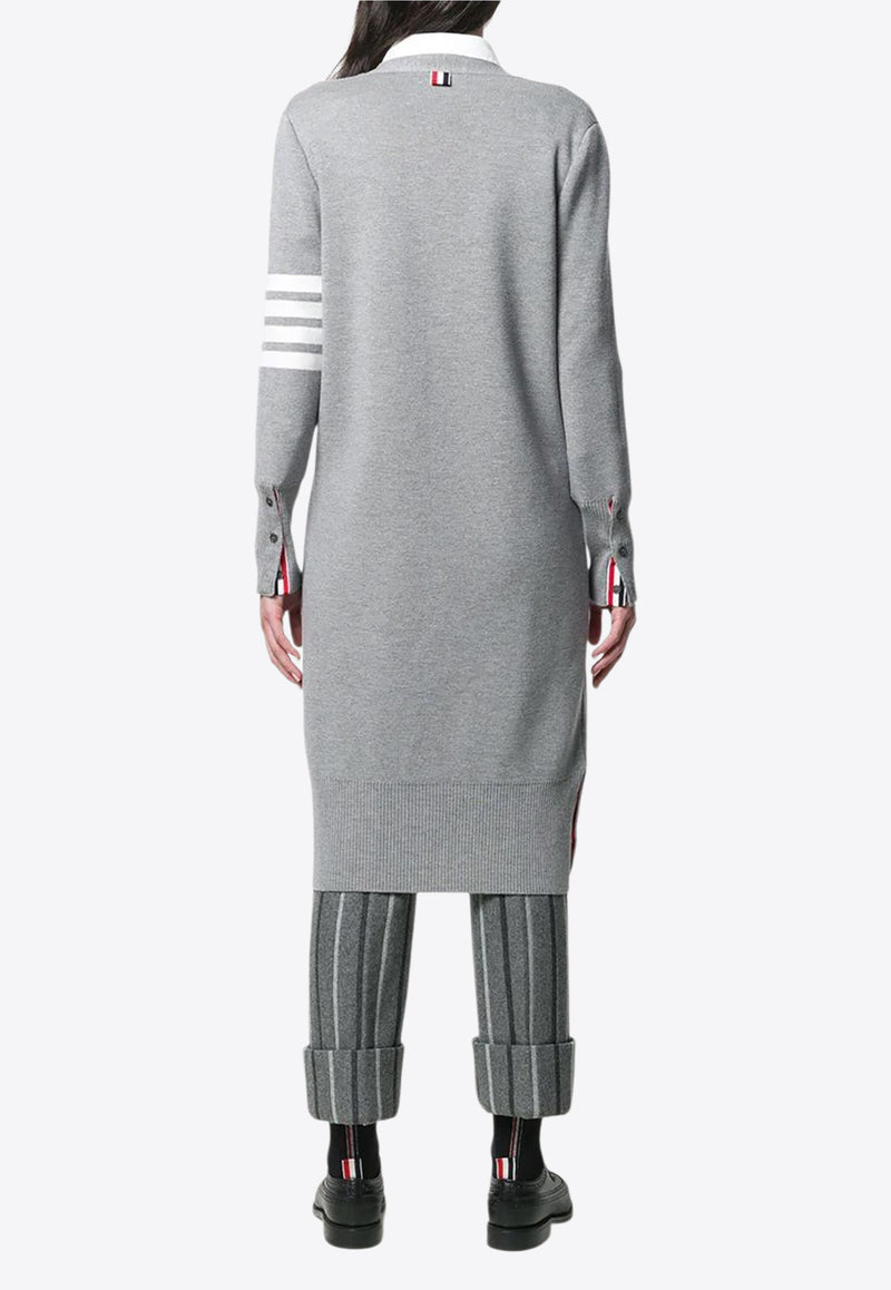 Thom Browne 4-bar Stripes Long V-neck Cardigan Gray FKC289A00014_055