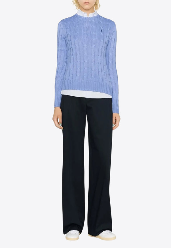 Ralph Lauren Cable Knit Pony Sweater Light Blue 211891640003_400