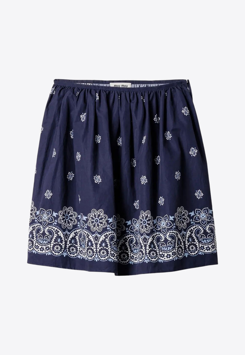 Miu Miu Cornflower Print Poplin Skirt Navy MG2425SOOO17X0_F022X