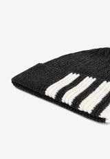 Thom Browne Intarsia Knit 4-bar Stripes Cashmere Beanie Gray MKH009A00011_025