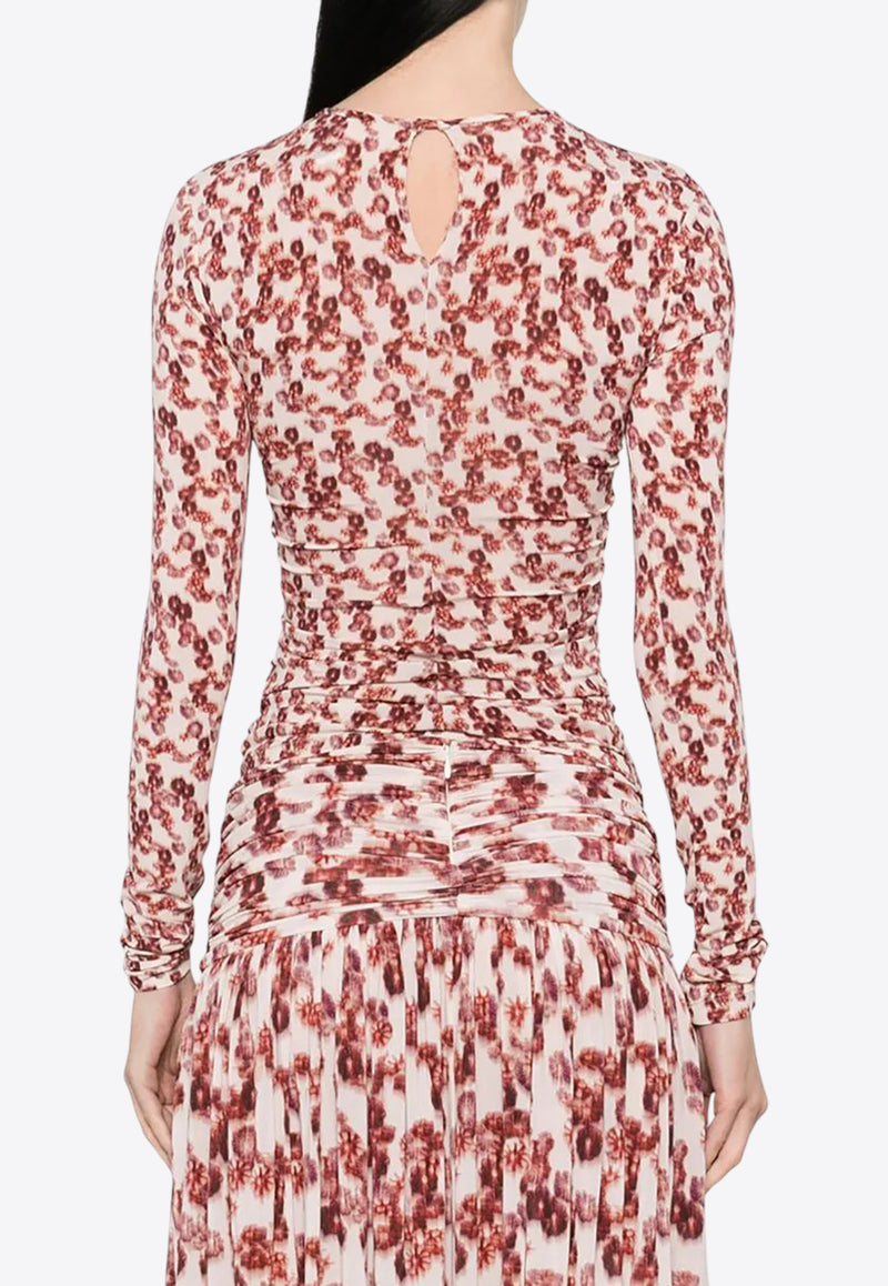 Isabel Marant Gladice Printed Top Red HT0705FAC3K01I_80GT