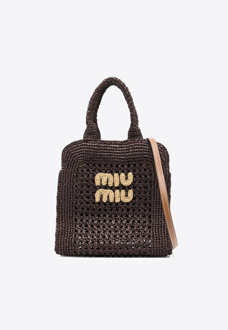 Miu Miu Raffia-Effect Woven Handbag Cocoa 5BA283VOOOADO1_F0966
