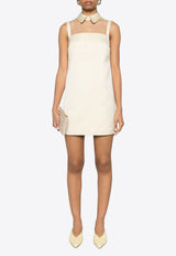 Elisabetta Franchi Tulle Yoke Duchesse Satin Mini Dress Cream AB79652E2_DC7