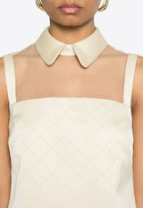 Elisabetta Franchi Tulle Yoke Duchesse Satin Mini Dress Cream AB79652E2_DC7