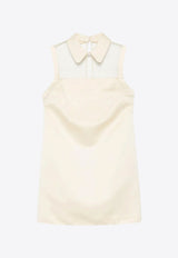 Elisabetta Franchi Tulle Yoke Duchesse Satin Mini Dress Cream AB79652E2_DC7