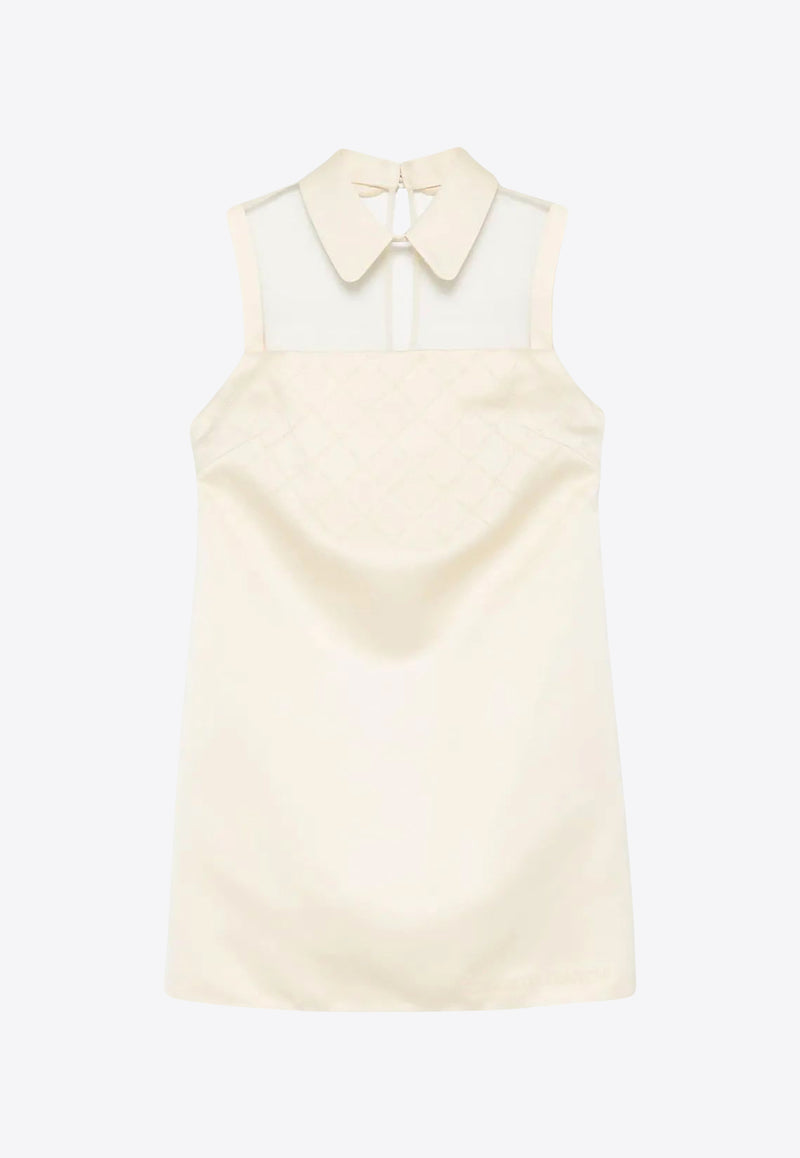 Elisabetta Franchi Tulle Yoke Duchesse Satin Mini Dress Cream AB79652E2_DC7