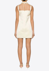 Elisabetta Franchi Tulle Yoke Duchesse Satin Mini Dress Cream AB79652E2_DC7