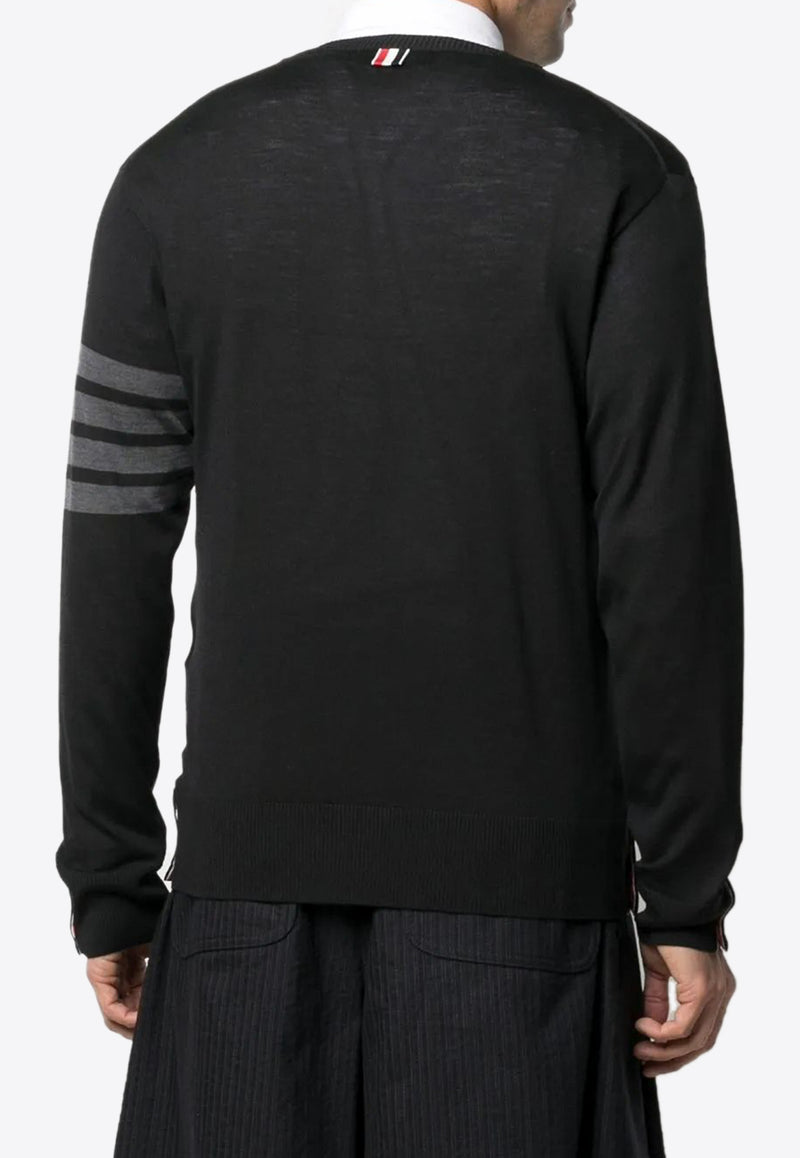 Thom Browne 4-bar Stripes Merino Wool Sweater Black MKA002B00014_001