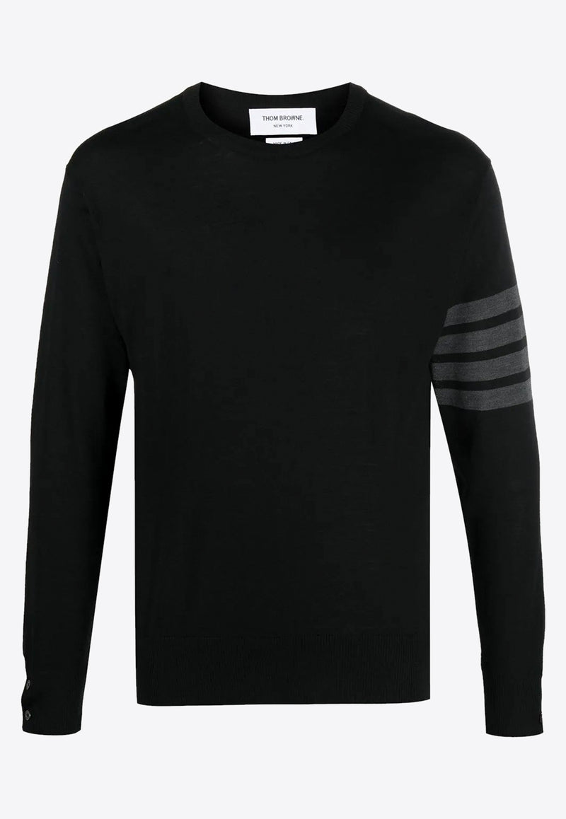 Thom Browne 4-bar Stripes Merino Wool Sweater Black MKA002B00014_001