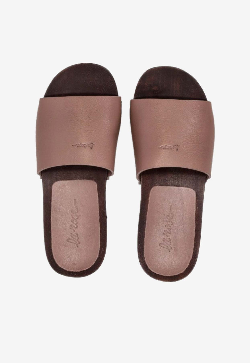 La Rose Studded Leather Clogs Beige 14925850_004