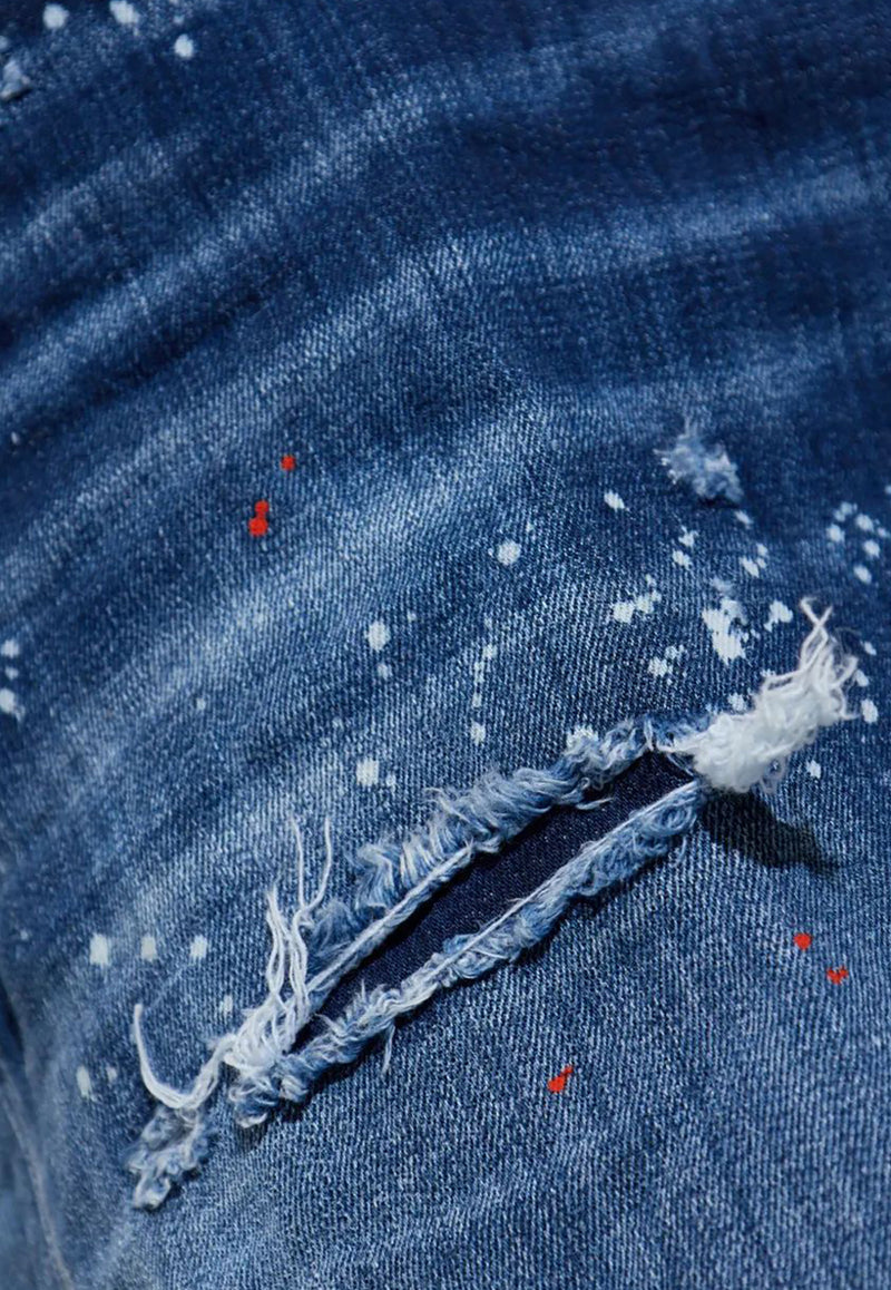 Dsquared2 Distressed Wide-Leg Jeans Navy S75LB1060S30664_470