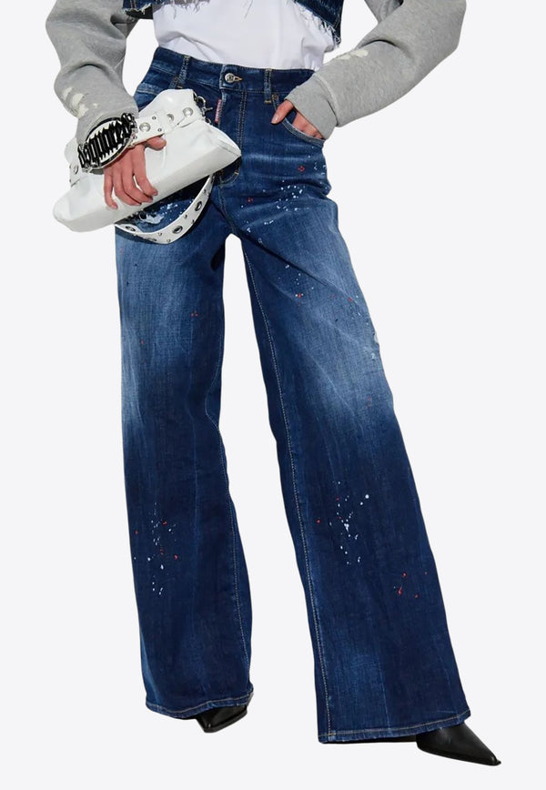 Dsquared2 Distressed Wide-Leg Jeans Navy S75LB1060S30664_470