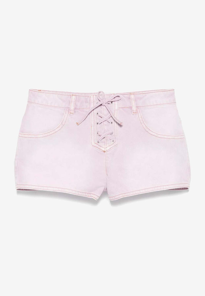 Isabel Marant Delma Mini Denim Shorts Pink SH0219FDC2H01I_40LK