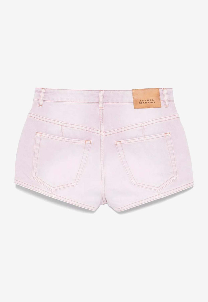 Isabel Marant Delma Mini Denim Shorts Pink SH0219FDC2H01I_40LK