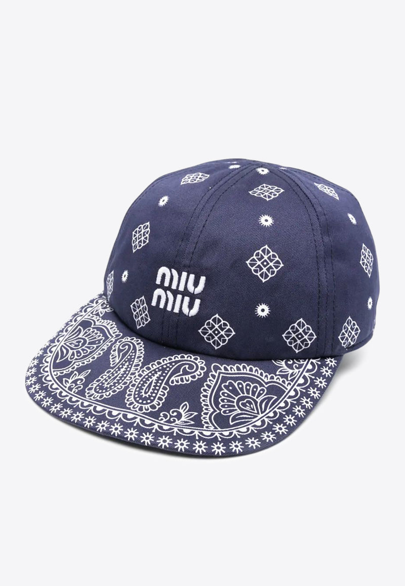 Miu Miu Bandana Print Baseball Cap Blue 5HC3692IC9_F022X